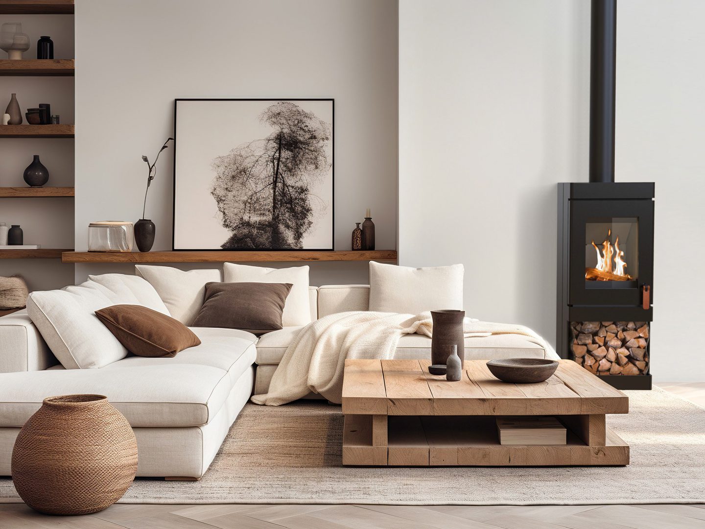 Uniek design houtkachel voor een modern interieur